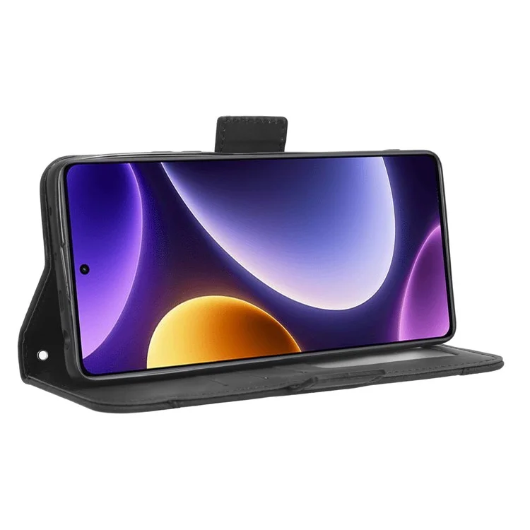 Para Xiaomi Redmi Note 12 Turbo 5G / Poco F5 5G Estuche de Cartera de Piel Múltiples Ranuras para Tarjetas Soporte de Teléfono Cubierta - Negro
