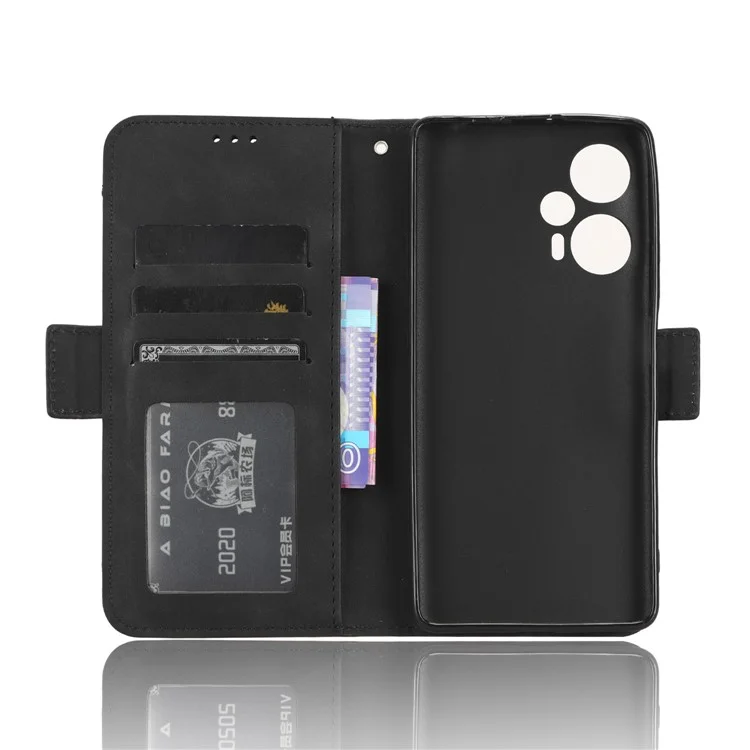 Para Xiaomi Redmi Note 12 Turbo 5G / Poco F5 5G Estuche de Cartera de Piel Múltiples Ranuras para Tarjetas Soporte de Teléfono Cubierta - Negro