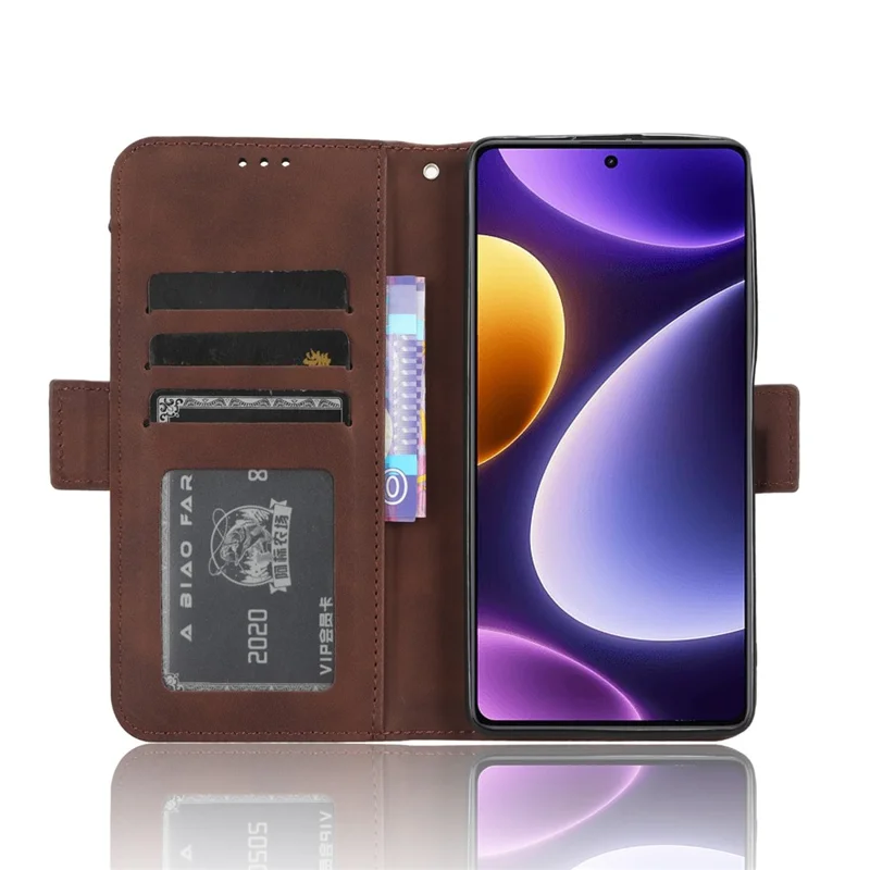 For Xiaomi Redmi Note 12 Turbo 5G / Poco F5 5G Leather Wallet Phone Case Multiple Card Slots Stand Phone Cover - Brown