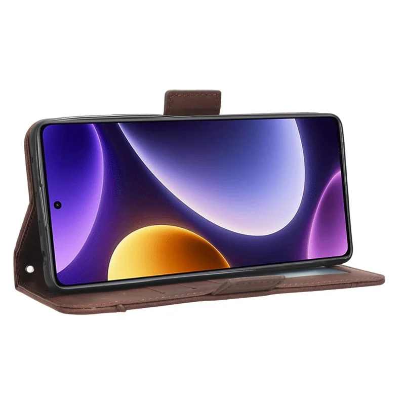 For Xiaomi Redmi Note 12 Turbo 5G / Poco F5 5G Leather Wallet Phone Case Multiple Card Slots Stand Phone Cover - Brown