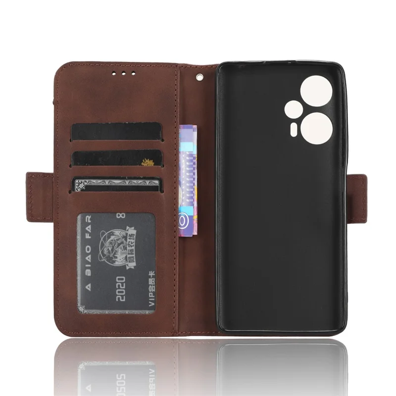For Xiaomi Redmi Note 12 Turbo 5G / Poco F5 5G Leather Wallet Phone Case Multiple Card Slots Stand Phone Cover - Brown