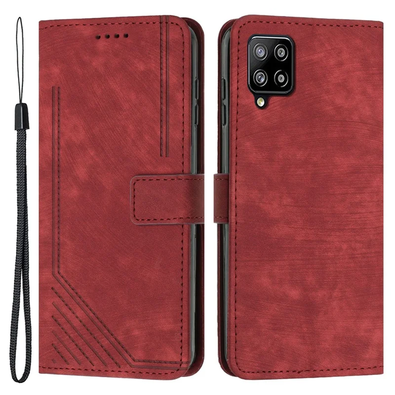 For Samsung Galaxy A22 4G (EU Version) / M32 (India Version) / M32 (Global Version) 4G / F22 / M22 Case PU Leather Phone Cover - Red