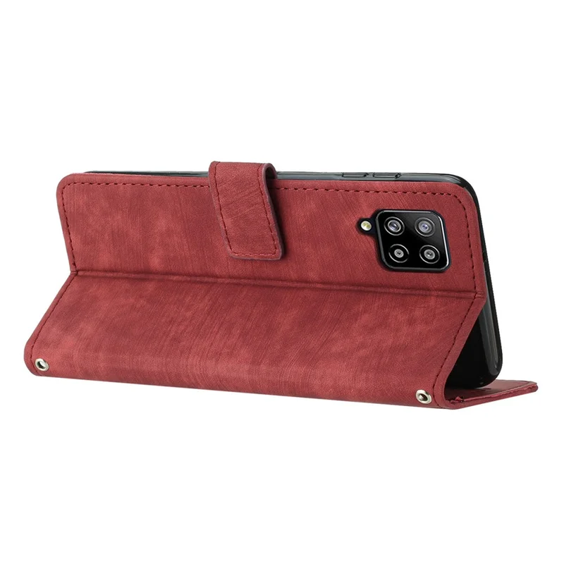 For Samsung Galaxy A22 4G (EU Version) / M32 (India Version) / M32 (Global Version) 4G / F22 / M22 Case PU Leather Phone Cover - Red