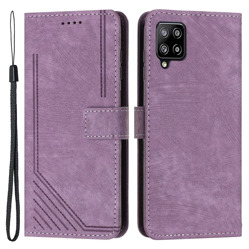 Per Samsung Galaxy A22 4G (versione Ue) / M32 (versione in India) / M32 (versione Globale) 4G / F22 / Copertina Per Telefoni in Pelle M22 Case PU - Viola