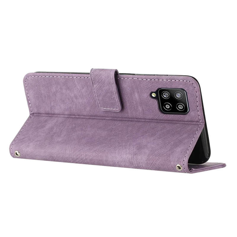 Per Samsung Galaxy A22 4G (versione Ue) / M32 (versione in India) / M32 (versione Globale) 4G / F22 / Copertina Per Telefoni in Pelle M22 Case PU - Viola