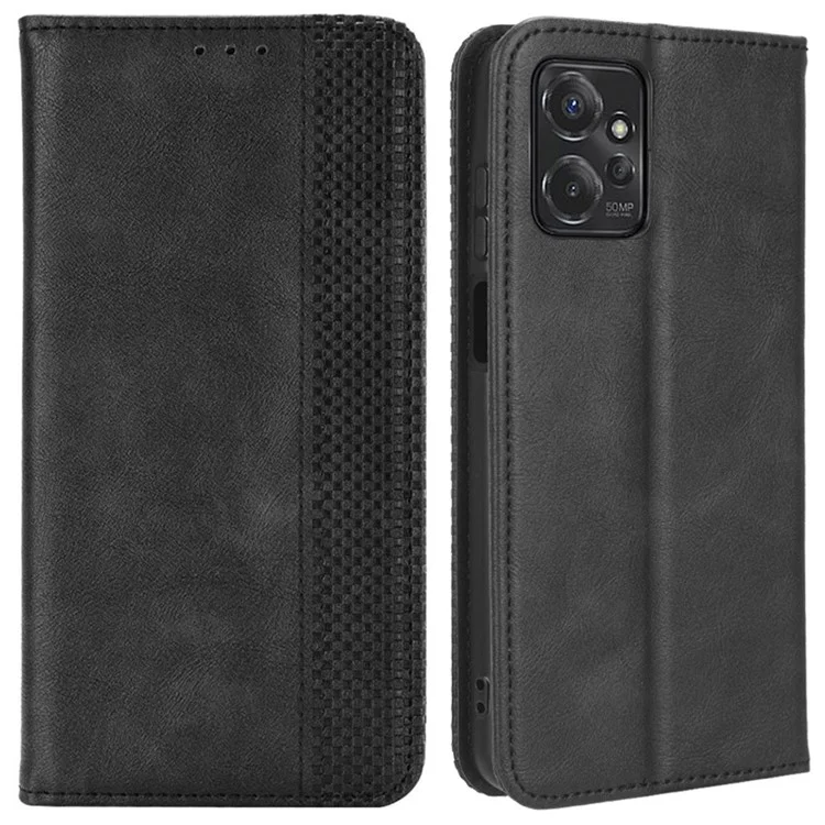 Para Motorola Moto G Power 5G Retro Phone Case Stand Wallet PU Leather Anti-drop Phone Cover - Negro