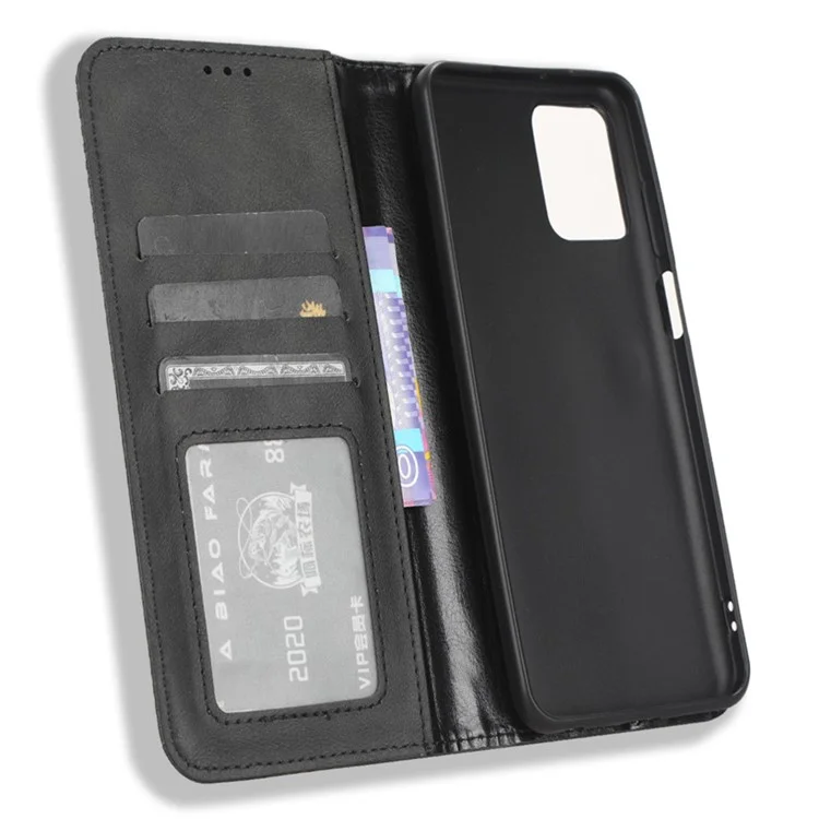Para Motorola Moto G Power 5G Retro Phone Case Stand Wallet PU Leather Anti-drop Phone Cover - Negro