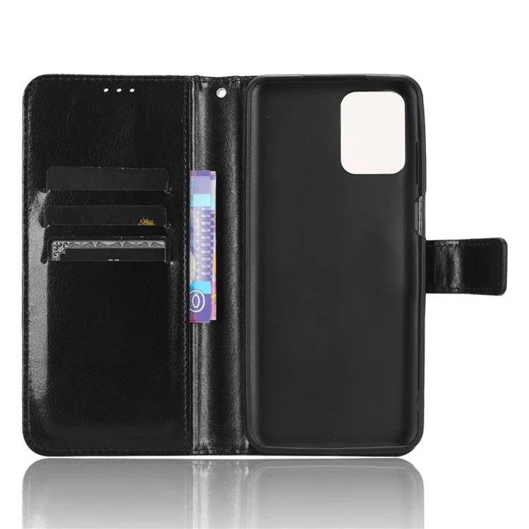 Para Motorola Moto G Power 5G PU Leather Wallet Phone Case Crazy Horse Texture Stand Cover - Preto