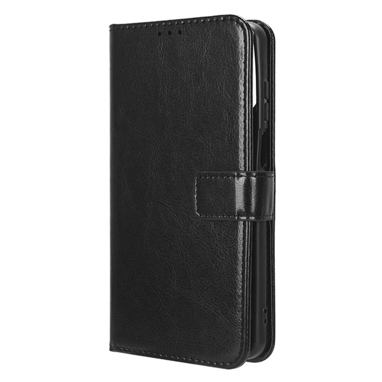Para Motorola Moto G Power 5G PU Leather Wallet Phone Case Crazy Horse Texture Stand Cover - Preto