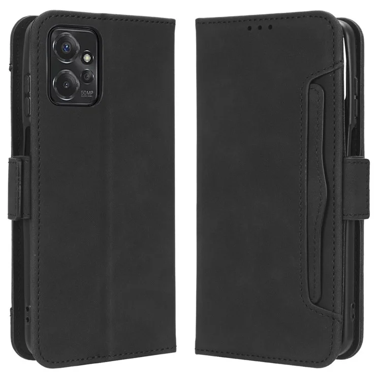 Étui pour téléphone à emplacements pour cartes multiples pour Motorola Moto G Power 5G, Housse portefeuille en cuir PU avec support - Noir
