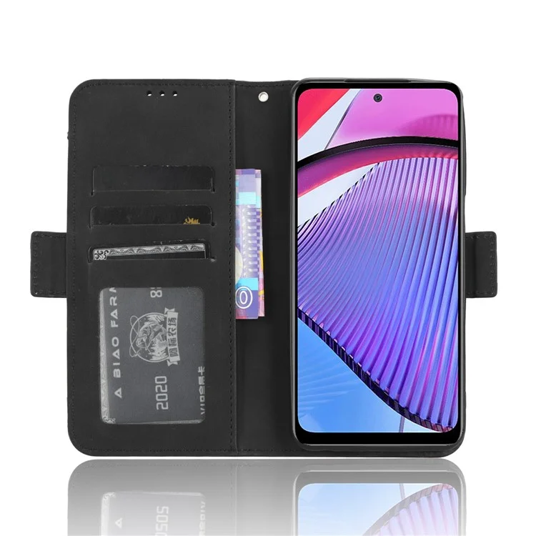 Étui pour téléphone à emplacements pour cartes multiples pour Motorola Moto G Power 5G, Housse portefeuille en cuir PU avec support - Noir