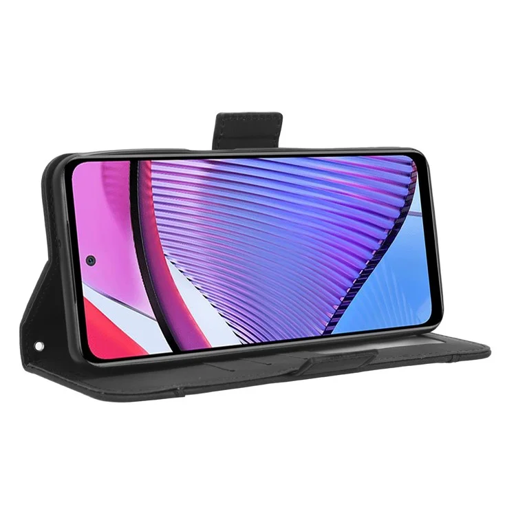 Étui pour téléphone à emplacements pour cartes multiples pour Motorola Moto G Power 5G, Housse portefeuille en cuir PU avec support - Noir