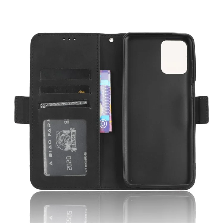 Étui pour téléphone à emplacements pour cartes multiples pour Motorola Moto G Power 5G, Housse portefeuille en cuir PU avec support - Noir