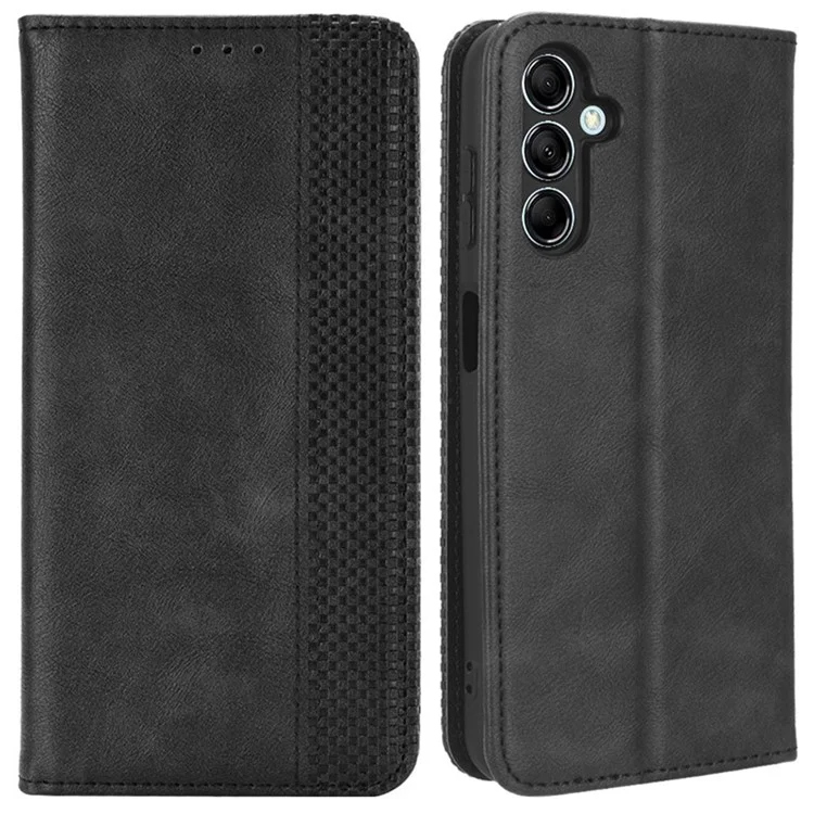 Per Samsung Galaxy M14 5G Retro Phone Case PU Leather Phone Stand Wallet Protective Cover - Nero