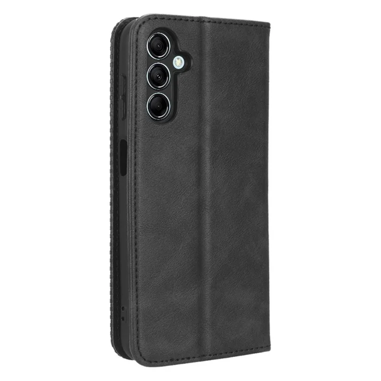 Per Samsung Galaxy M14 5G Retro Phone Case PU Leather Phone Stand Wallet Protective Cover - Nero