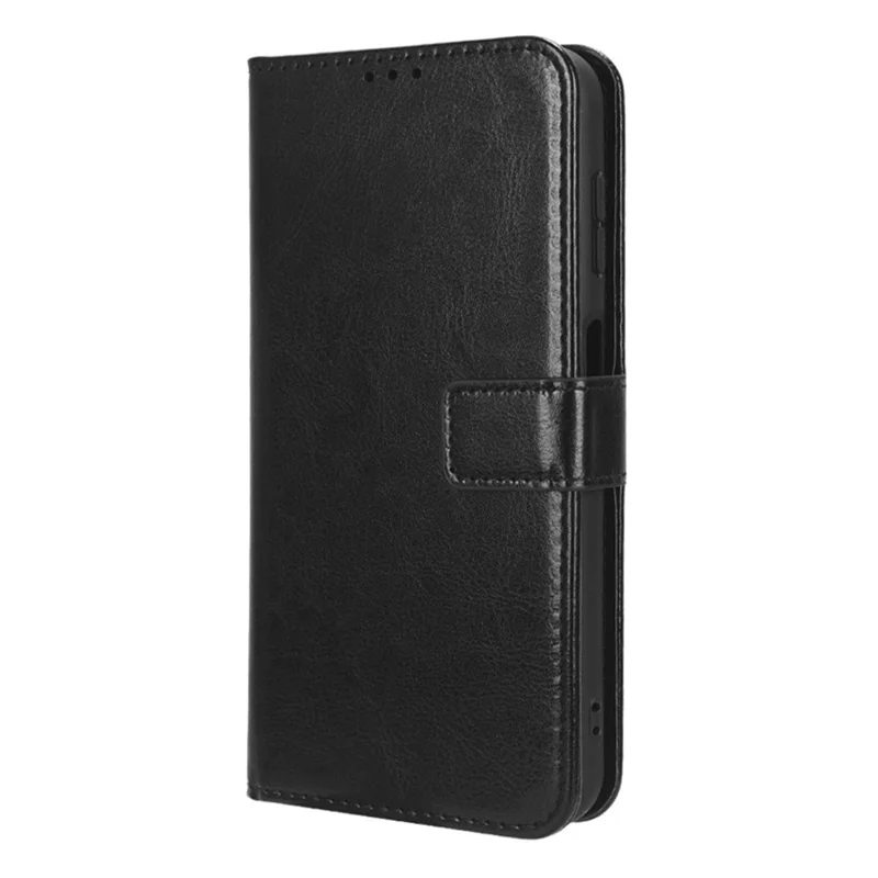 For Samsung Galaxy M14 5G Shockproof Leather Phone Case Wallet Crazy Horse Texture Phone Stand Cover - Black