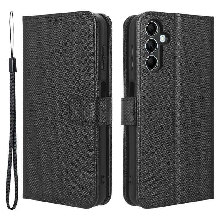 Per Samsung Galaxy M14 5G Phone Custodia in Pelle Texture a Diamante Stand Portafoglio Custodia per Cellulare - Nero