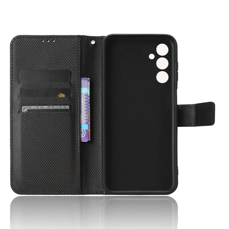 Per Samsung Galaxy M14 5G Phone Custodia in Pelle Texture a Diamante Stand Portafoglio Custodia per Cellulare - Nero