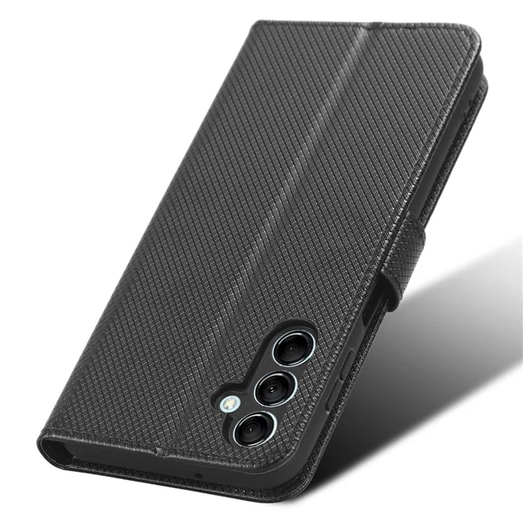 Per Samsung Galaxy M14 5G Phone Custodia in Pelle Texture a Diamante Stand Portafoglio Custodia per Cellulare - Nero