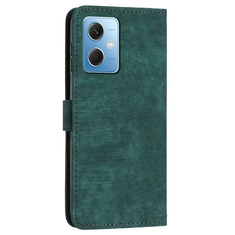 Leather Phone Case for Xiaomi Redmi Note 12 5G (China) / (India) / (Global) / Poco X5 5G , Stand Lines Imprinted Wallet Flip Cover - Green