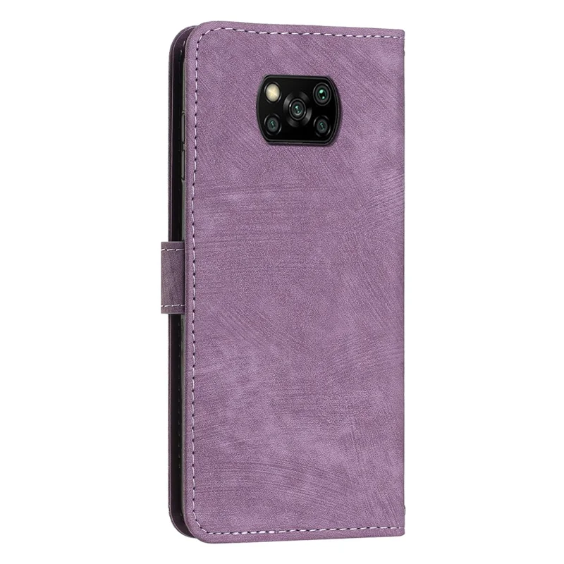 Per Xiaomi Poco X3 NFC / X3 / X3 Pro Skin-touch Lines Principied Telefon Case Flip State Coperchio in Pelle - Viola