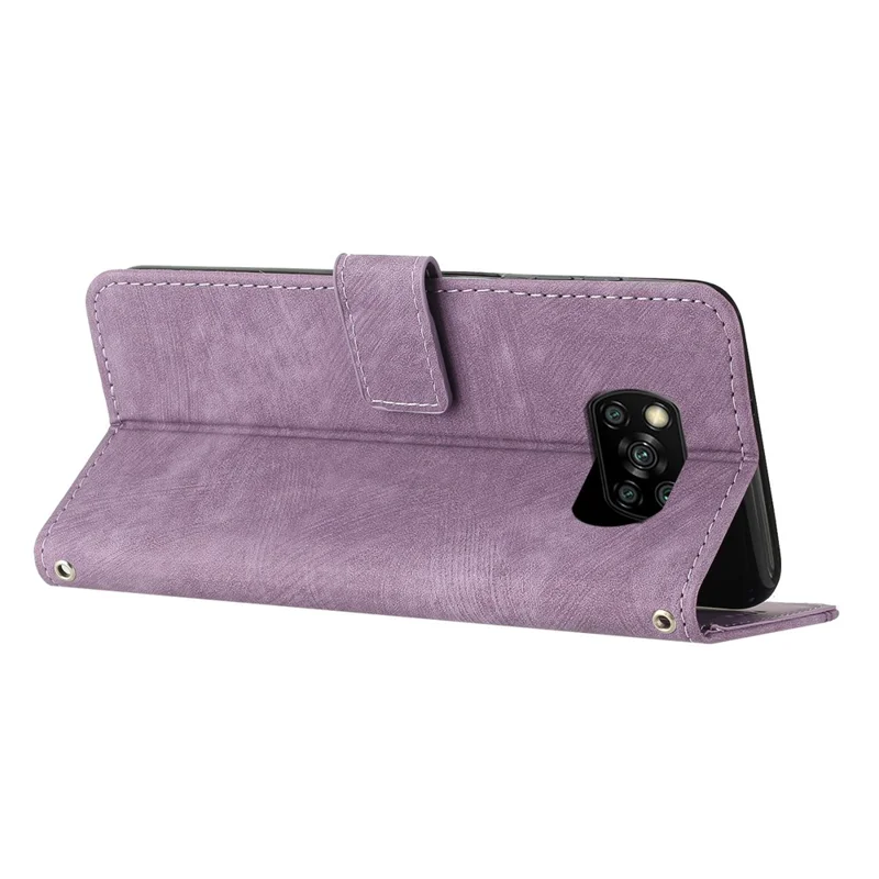 Per Xiaomi Poco X3 NFC / X3 / X3 Pro Skin-touch Lines Principied Telefon Case Flip State Coperchio in Pelle - Viola