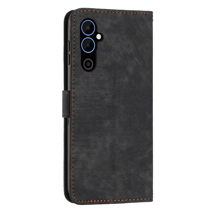 Чехол-книжка с ПУ-кожи для TECNO Pova 4 4G с функцией подставки и тиснением - Черный