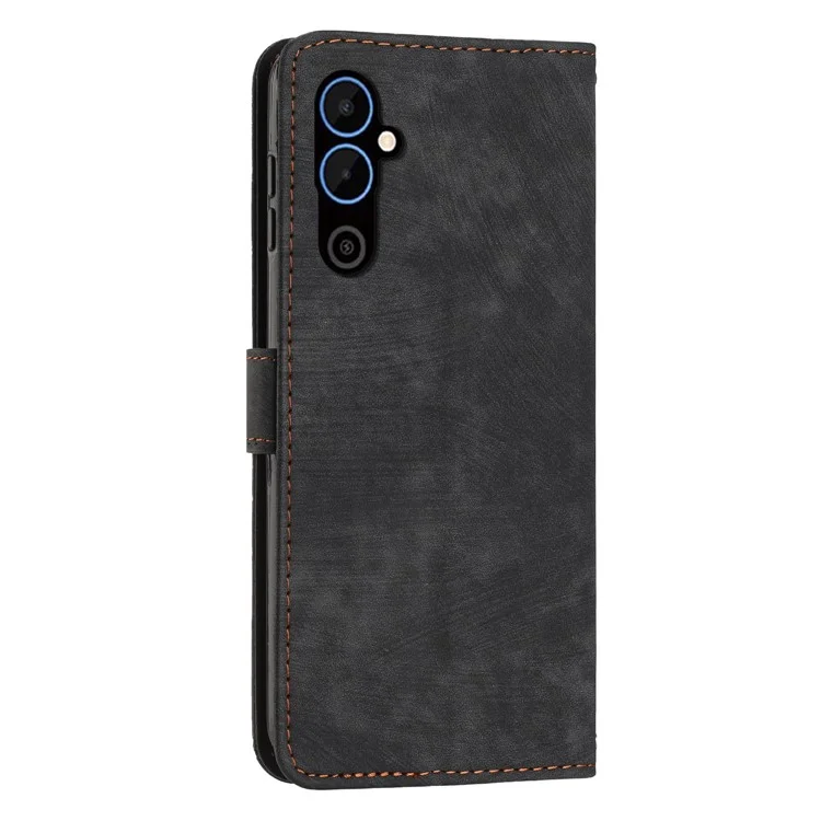 Pour TECNO Pova 4 4G Étui de téléphone portable en cuir PU à rabat avec lignes imprimées, support, portefeuille, protection tactile - Noir