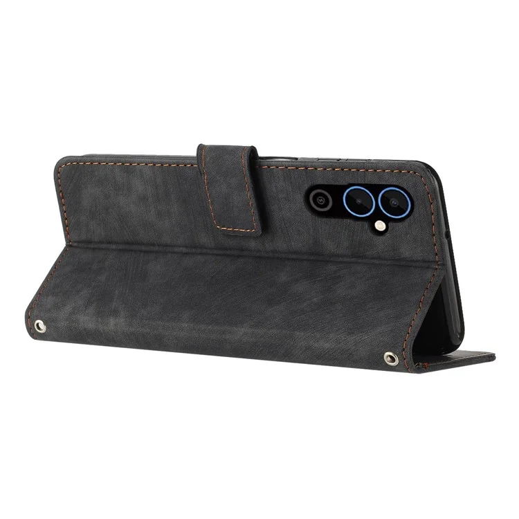 Pour TECNO Pova 4 4G Étui de téléphone portable en cuir PU à rabat avec lignes imprimées, support, portefeuille, protection tactile - Noir