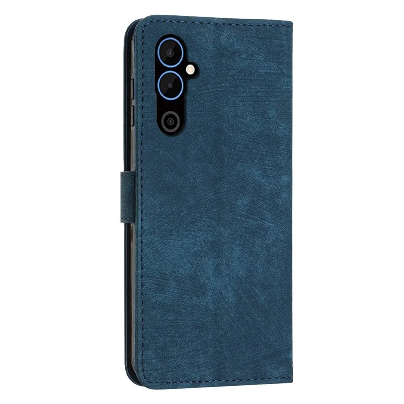 For TECNO Pova 4 4G PU Leather Flip Cell Phone Case Lines Imprinted Stand Wallet Skin-Touch Protective Cover - Sapphire