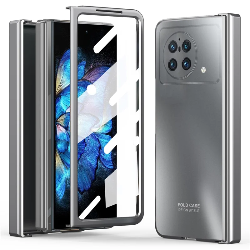 Per vivo X Fold Custodia per telefono rigida in PC Anti-caduta con protezione dello schermo - Argento