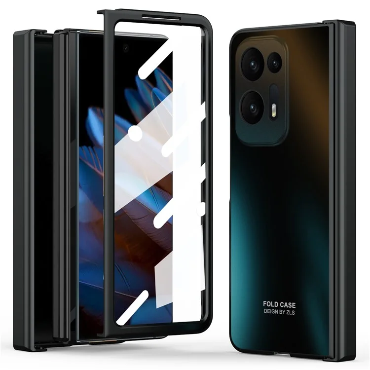 Hard PC Phone Case for Oppo Find N2 5G Shockproof Phone Shell with Screen Protector - Black