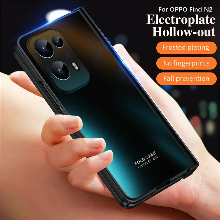 Hard PC Phone Case for Oppo Find N2 5G Shockproof Phone Shell with Screen Protector - Black