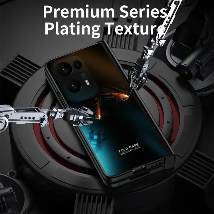 Hard PC Phone Case for Oppo Find N2 5G Shockproof Phone Shell with Screen Protector - Black