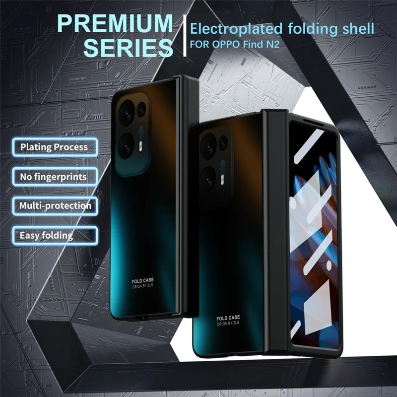 Hard PC Phone Case for Oppo Find N2 5G Shockproof Phone Shell with Screen Protector - Green