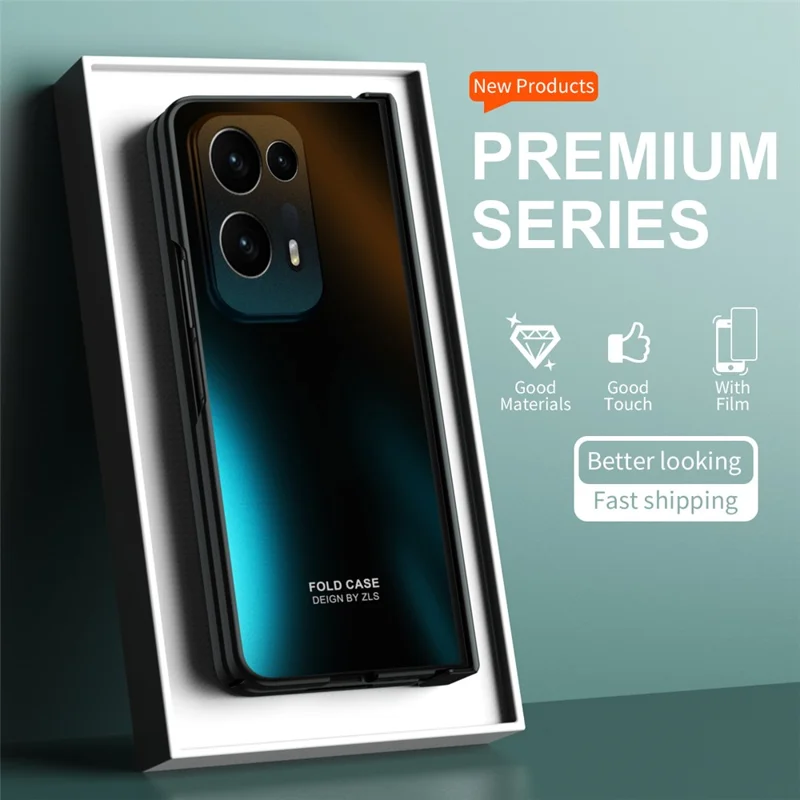 Hard PC Phone Case for Oppo Find N2 5G Shockproof Phone Shell with Screen Protector - Green