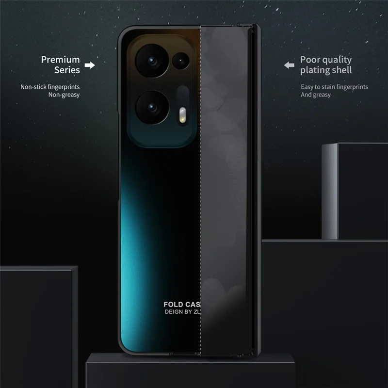 Hard PC Phone Case for Oppo Find N2 5G Shockproof Phone Shell with Screen Protector - Green