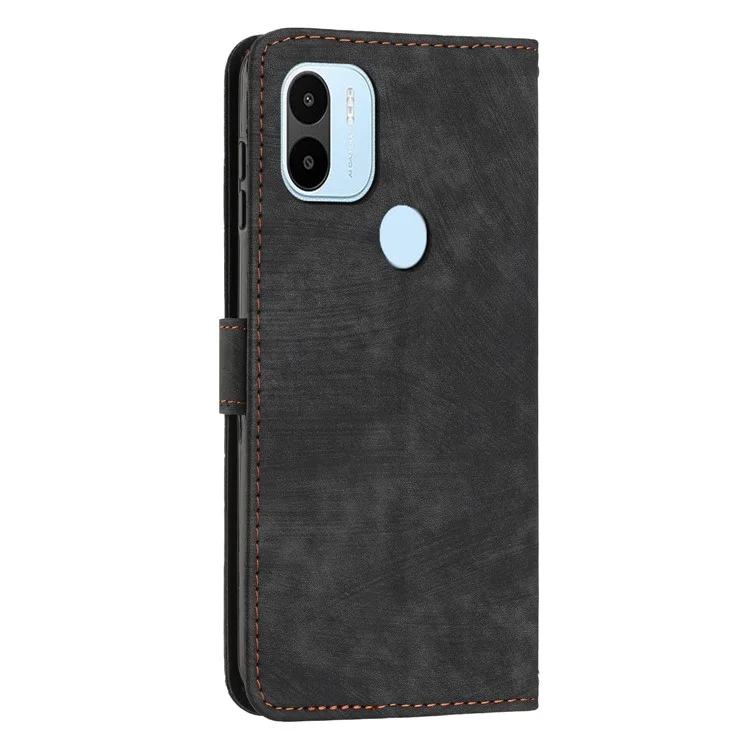 Per Xiaomi Redmi A1+ 4G / A2+ 4G / Poco C50 4G Custodia per telefono a prova di caduta con stampa a righe Custodia a portafoglio in pelle con supporto - Nero