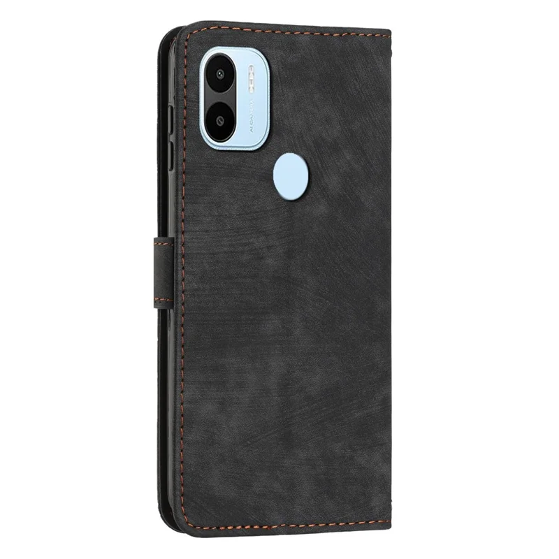 Étui portefeuille pour téléphone pour Xiaomi Redmi A1+ 4G / A2+ 4G / Poco C50 4G, étui de livre à rabat en simili-cuir avec lignes imprimées - Noir