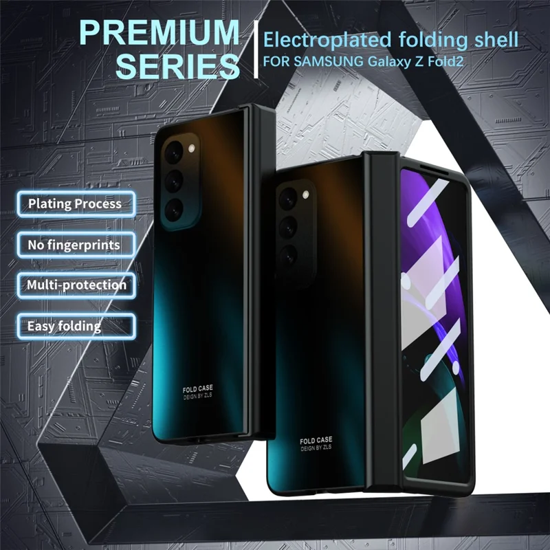 Hard PC Phone Case for Samsung Galaxy Z Fold2 5G Anti-Drop Protective Phone Shell Cover with Screen Film - Blue