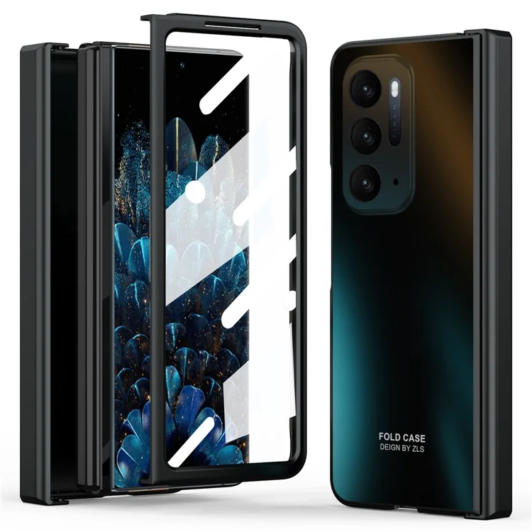 Robuste PC-Handyhülle für Oppo Find N Stoßfeste Schutzhülle mit Displayfolie - Schwarz