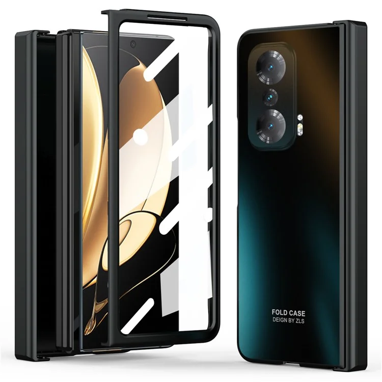 Étui de téléphone antichute pour Honor Magic V Coque de protection rigide en PC avec film écran - Noir