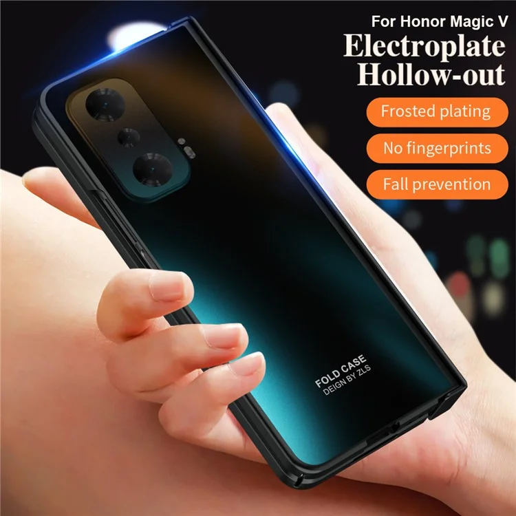 Étui de téléphone antichute pour Honor Magic V Coque de protection rigide en PC avec film écran - Noir