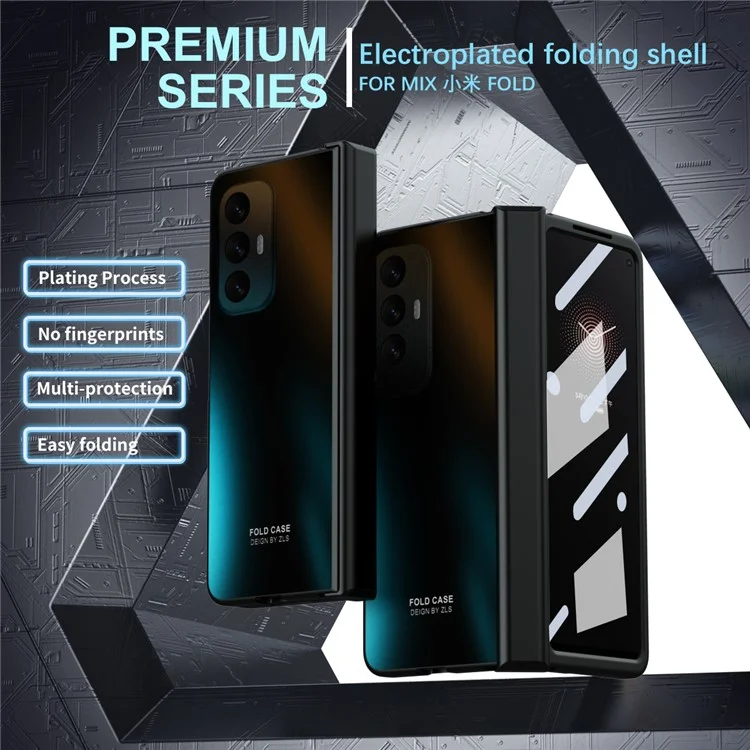Capa de Telefone para Xiaomi Mi Mix Fold Hard PC Protective Phone Shell Anti-Drop Cover with Screen Film - Preto