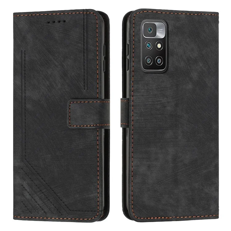 Para Xiaomi Redmi Note 11 4G (MediaTek) / Redmi 10 2022 4G / Redmi 10 4G (2021) / Redmi 10 Prime Estojo de Couro Carteira com Suporte - Preto