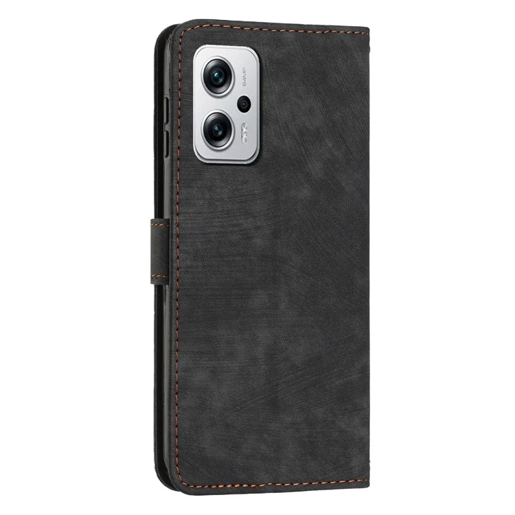 Capa de Telefone para Xiaomi Redmi Note 11T Pro 5G / Note 11T Pro+ 5G / Note 12T Pro 5G / Poco X4 GT 5G / Redmi K50i 5G Linhas Imprimir Carteira Stand Leather Cover - Preto