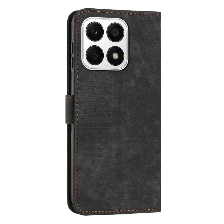 Per Honor X8a 4G Custodia in pelle con righe impresse Antiurto Supporto touch skin - Nero 