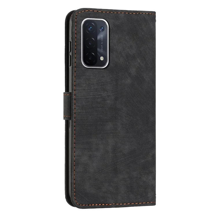 Funda de teléfono de piel para Oppo A74 5G / A93 5G / A54 5G, con soporte y cartera - Negro