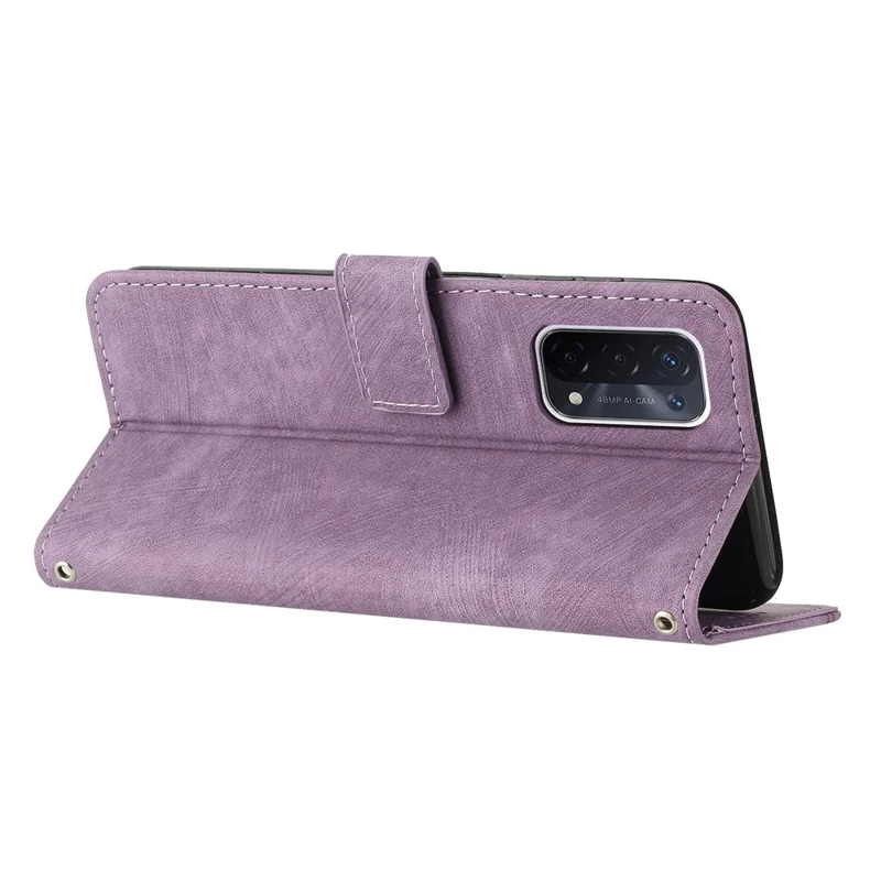 Custodia Per il Telefono Per Oppo A74 5G / A93 5G / A54 Coperchio di Impronta Del Portafoglio in Pelle 5g - Viola