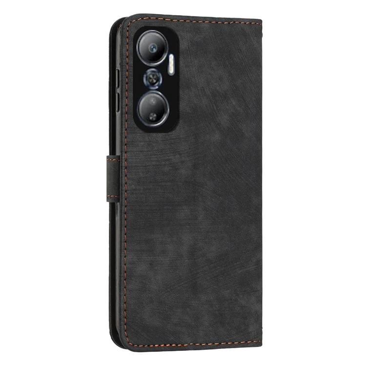 Für Infinix Hot 20 4G PU-Leder-Flip-Handyhülle mit Linienprägung, Ständer, Geldbörse und Magnetverschluss - Schwarz